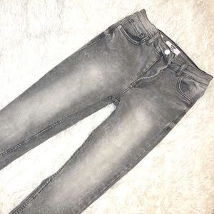 Gray washed straight leg jeans